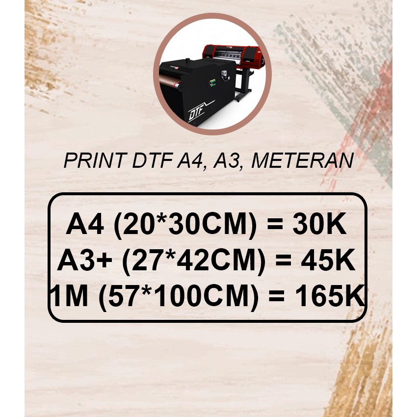 

DTF SABLON METERAN / DTF A3 / DTF A4 / DTF SIAP PRES