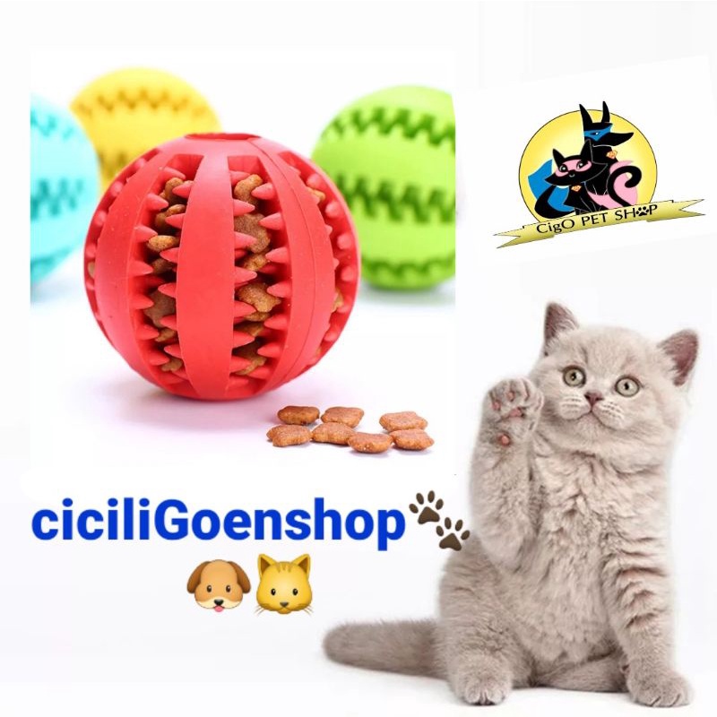 Bola rubber isi dry food mainan karet gigit gigitan anjing kucing toy pembersih gigi toys solid