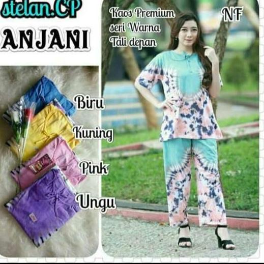 Produk.. Set CP Kaos Batik/Babydoll Panjang Pelangi Set Top Bali Tie Dye Murah Batik Pekalongan 7E7