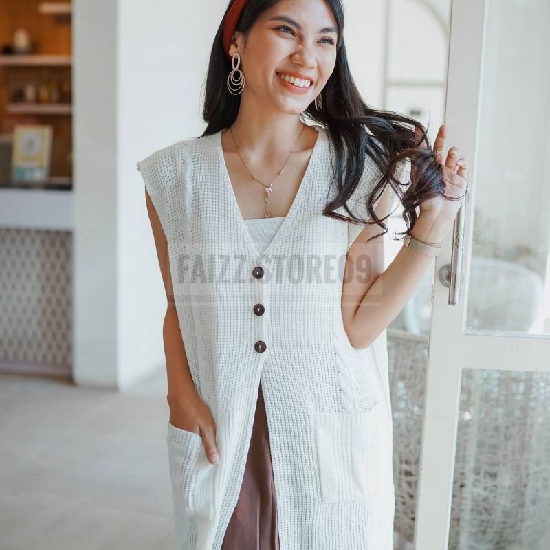 CLARISSA VEST/LONG VEST RAJUT PREMIUM/OUTER RAJUT PANJANG WANITA STORE09 MURAH