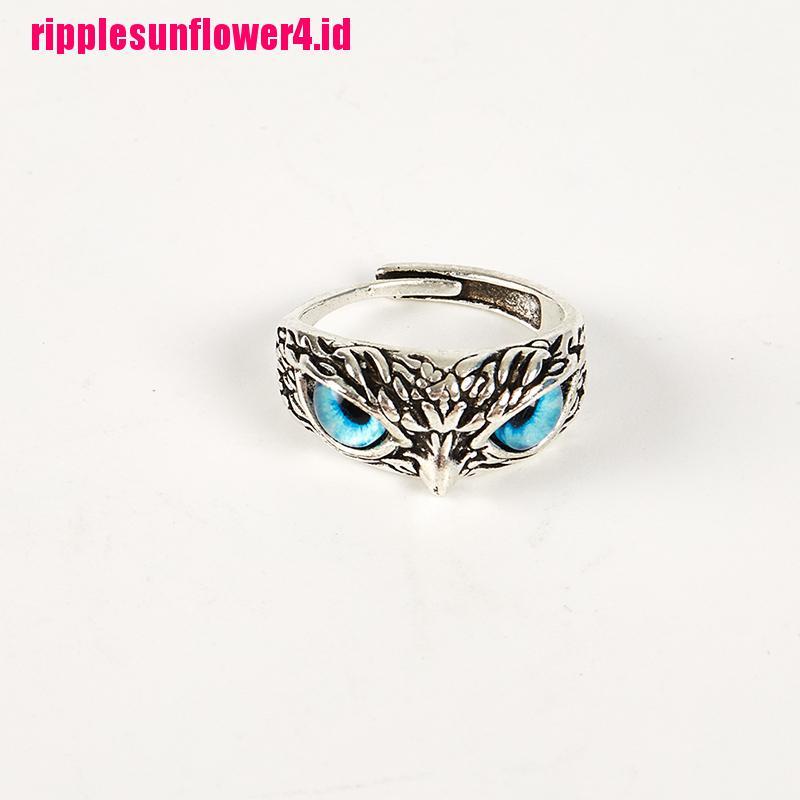 Cincin Silver Desain Burung Hantu Gaya Vintage Untuk Pria / Wanita