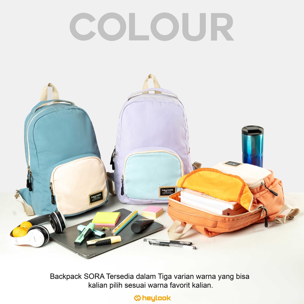 TAS RANSEL SORA TAS LAPTOP WATERPROOF WANITA TAS SEKOLAH HEYLOOK