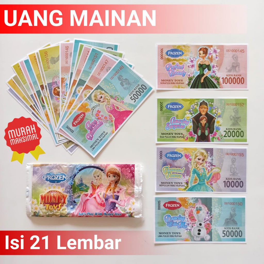 GROSIR MAINAN UANG-UANGAN ANAK KARAKTER ISI 21 LEMBAR DG - UANG MAINAN KERTAS SOUVENIR ULTAH
