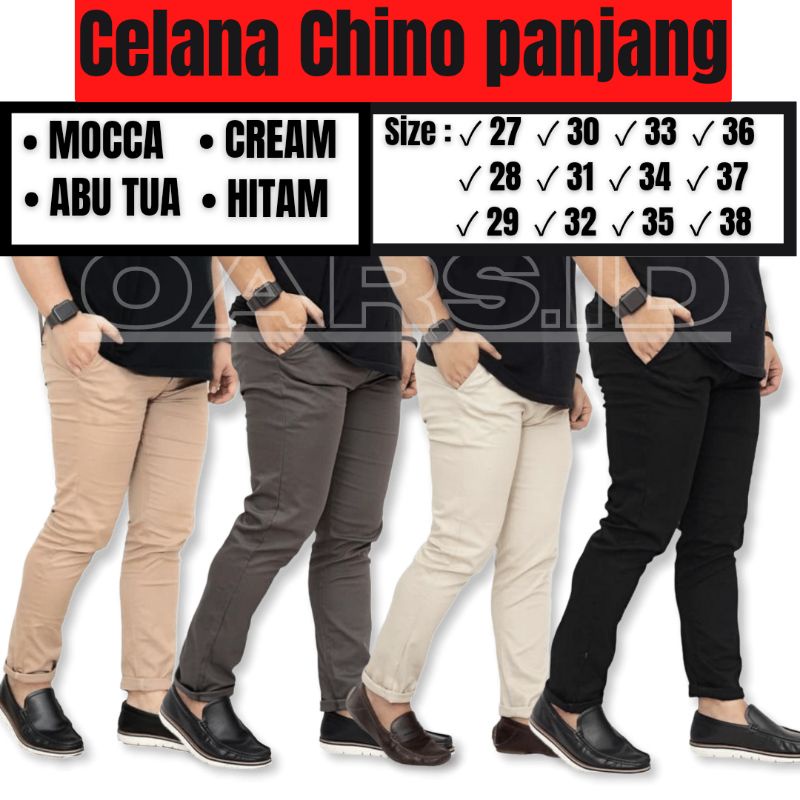 CELANA PANJANG PRIA CHINO MURAH HITAM ABU MOCA CREAM