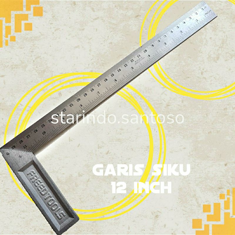 Penggaris siku tukang grafir jumbo 12 inci 30cm garis sudut stainless ukur