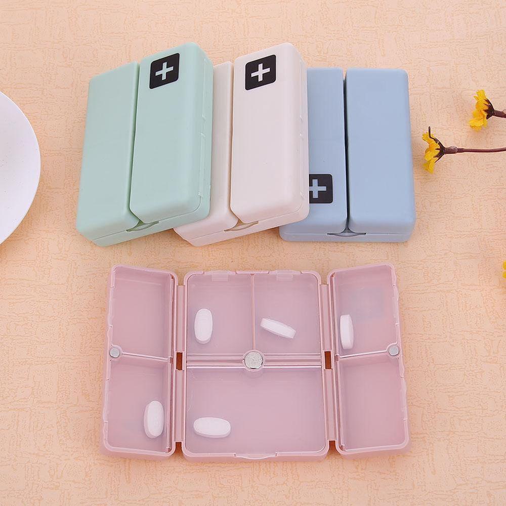 [ELEGANT] Pill Box Tablet Split Container Storage 4warna Kotak Lipat Magnet