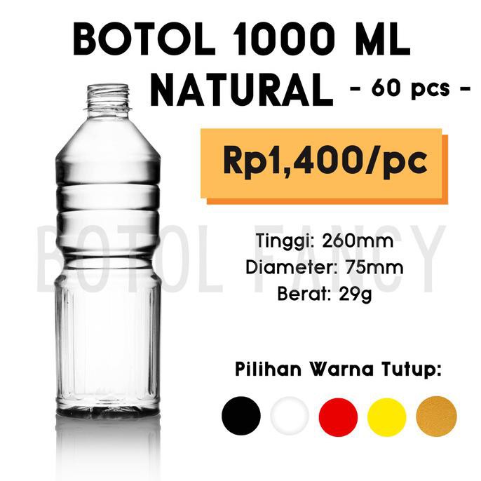 Botol Natural 1000 ml / Botol Jus 1 L / Botol Minyak Goreng 1 L - Gold