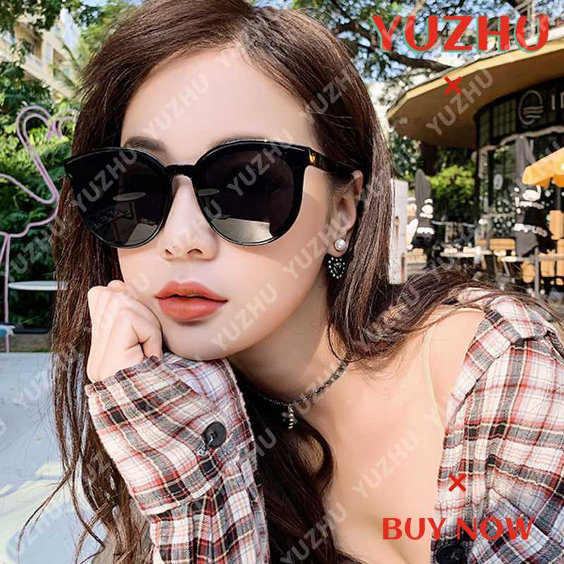 (YUZHU) Bayar di Tempat Korean gaya Kacamata Hitam Wanita/Pria Mata Kucing Cat Eye Sunglasses