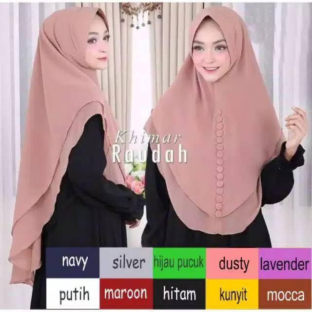 KHIMAR MINI CERUTY KANCING DEPAN 2 LAYER