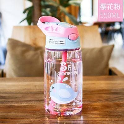 ASK | Botol Minum Anak Ocean World dengan Sedotan Motif Animal Sea Country BPA FREE ANTI BOCOR 480ml (B818) Free Kardus BT04