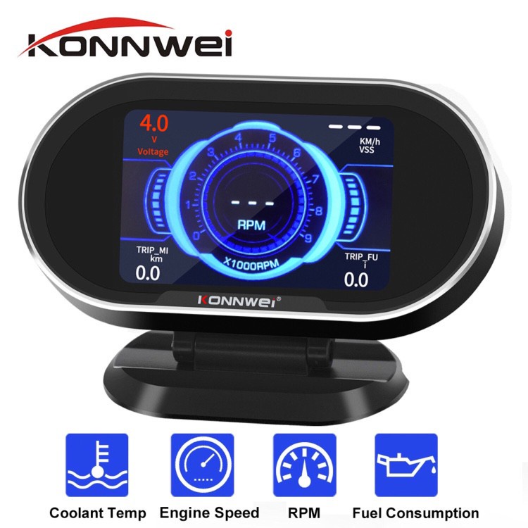 KONNWEI KW206 OBD2 Diagnostic Scanner HUD Gauge On Board Computer Digital Car Computer OBDII Scanner Code Reader Auto Meter Car Head Up Display