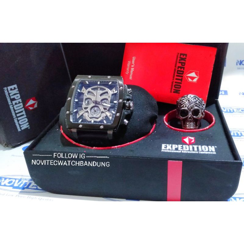 Expedition Limited Skull Series preloved E6688M jam tangan chronograph second bekas berkualitas