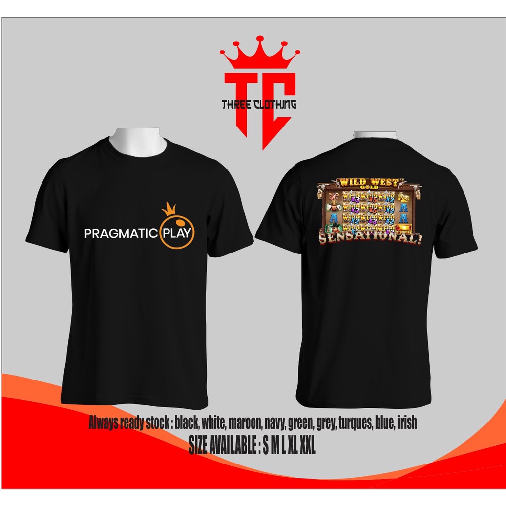 Grosir / COD / Murah / Terlaris Kaos / Baju PRAGMATIC PLAY SENSASIONAL WILD WEST GOLD LOGO GAME SLOT