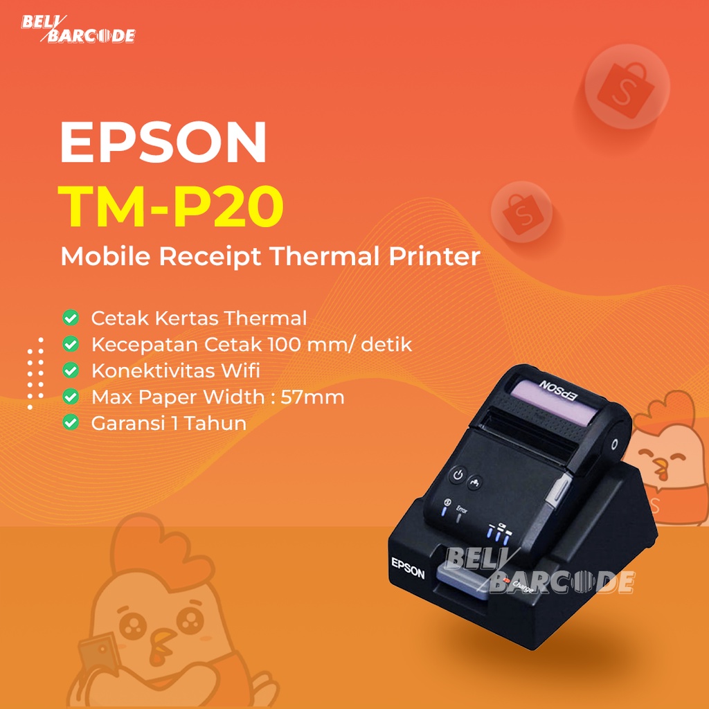 Mini Printer Thermal Epson TM-P20 Cetak Struk 58mm WiFi