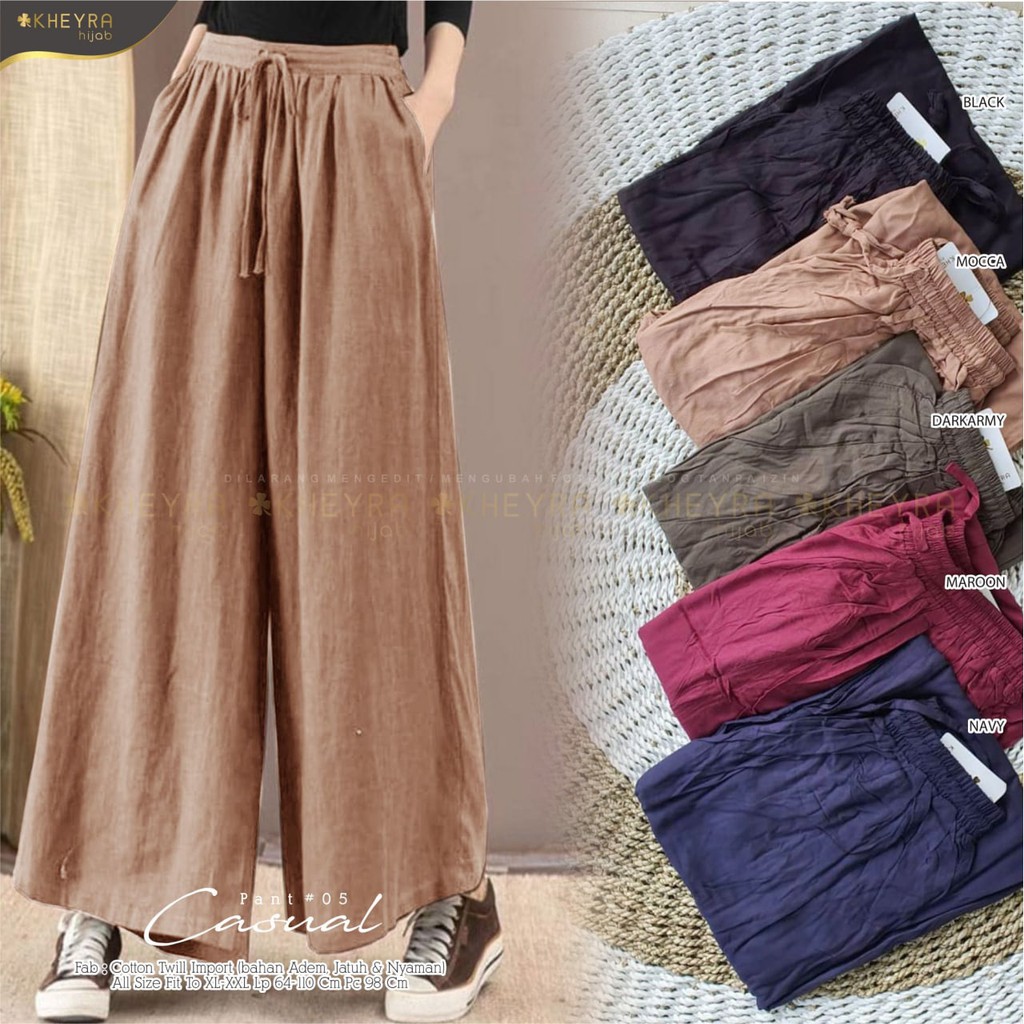casual pant #5 bahan jatuh adem dan nyaman celana hijab wanita muat jumbo ori by kheyra