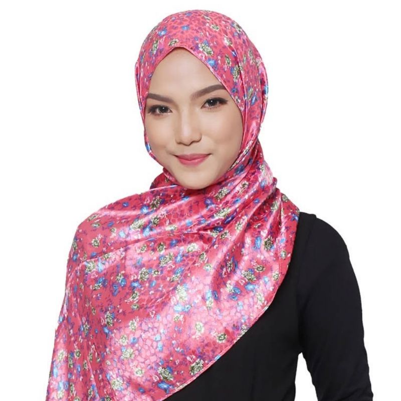 Pashmina Hijab Segiempat Super Soft Silk Motif Cantik Pasmina Panjang Satin Soft