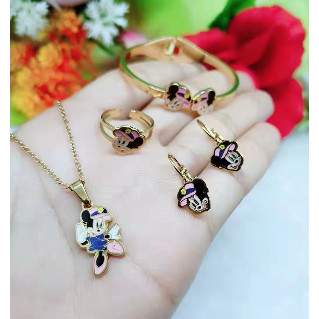 Titanium Set Anak Perhiasan Fashion GAELANG/Anting/Kalung/Cincin B123-124