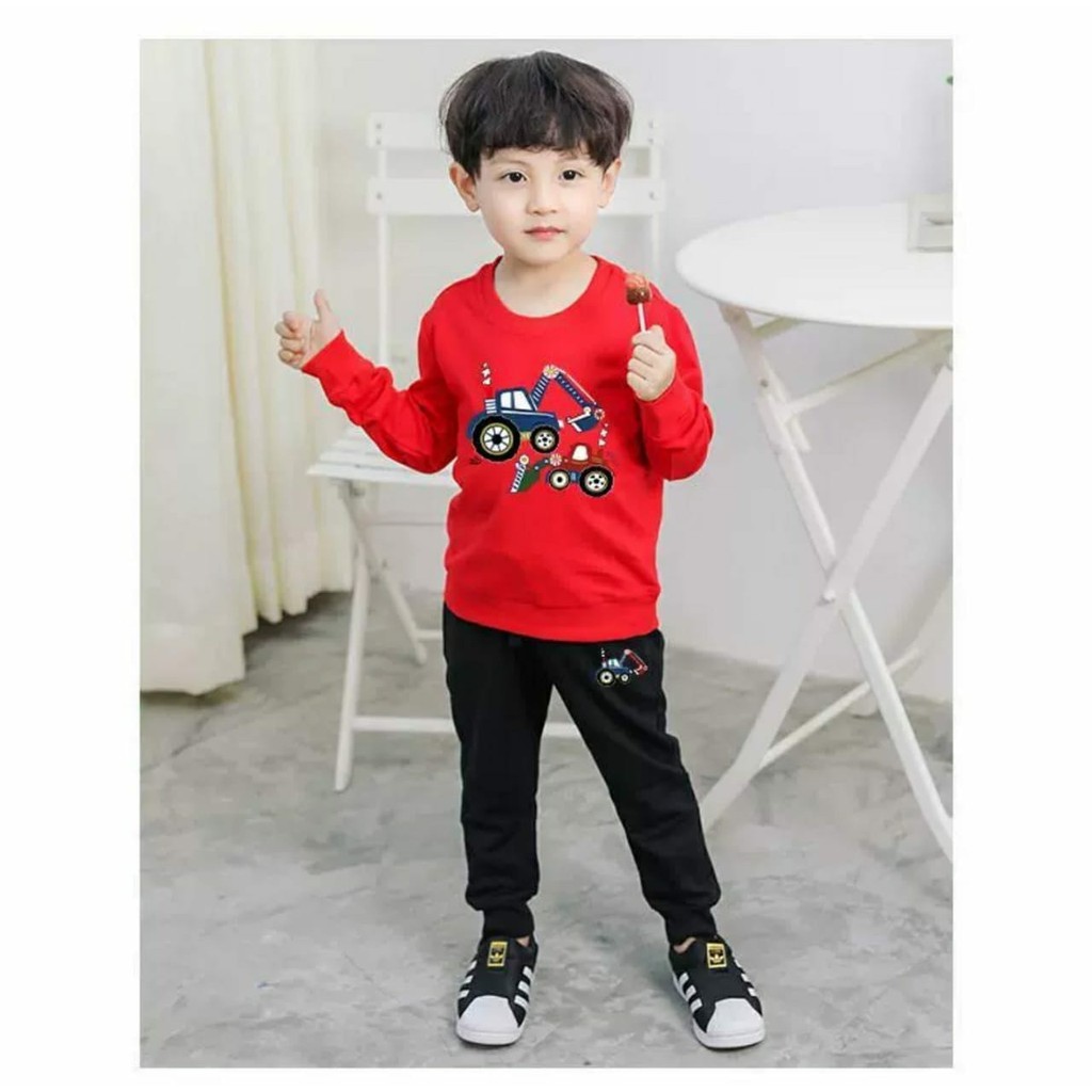 COD - ARPIOS SHOP - Stelan TRACTOR - Stelan Anak Cowo Cewe SATU SET ( Sweater + Celana )