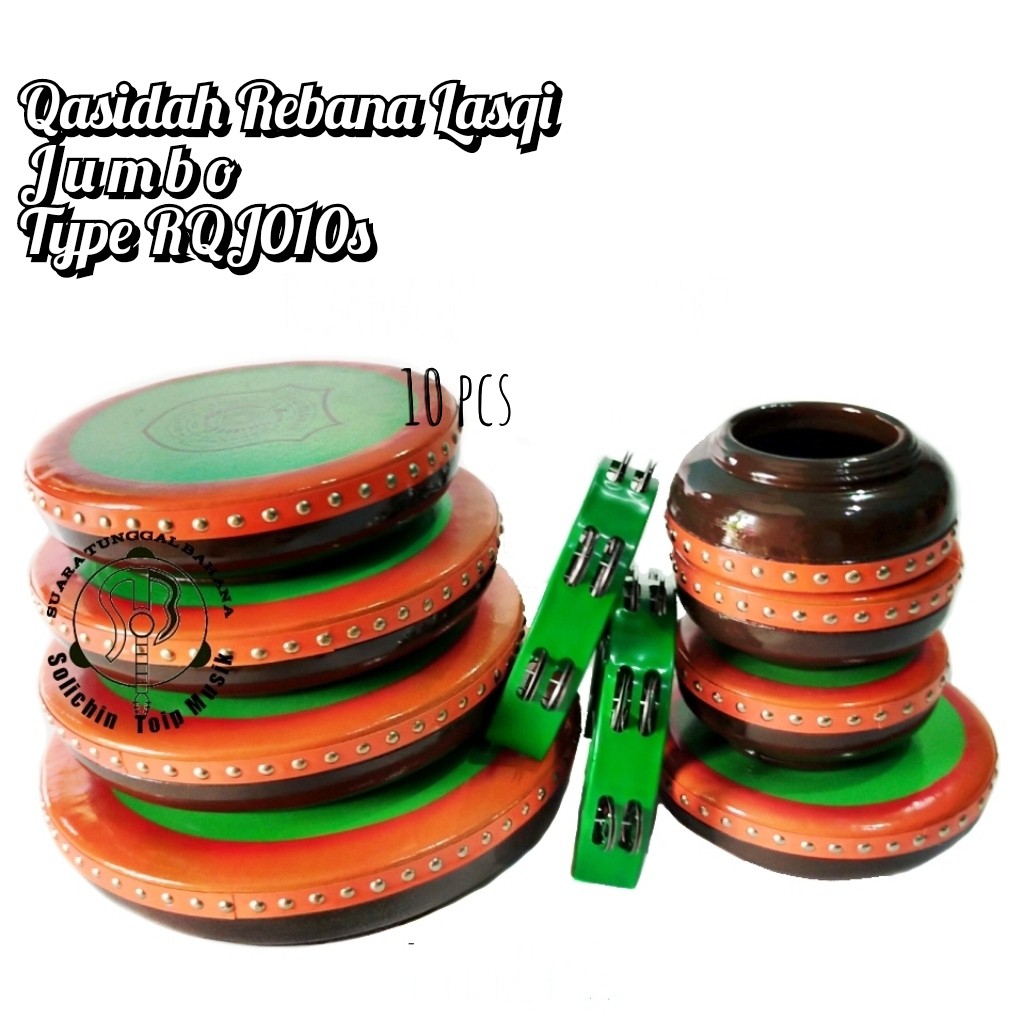 (RQJ010s) Rebana Qasidah Lasqi 1 Set Jumbo Bonus Tas dan Garansi | Solichin Toip