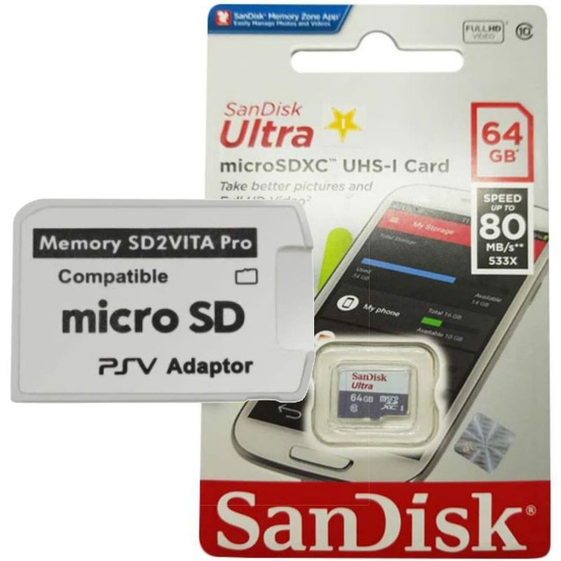 Micro SD Sandisk 64GB Class 10 (Full Games)