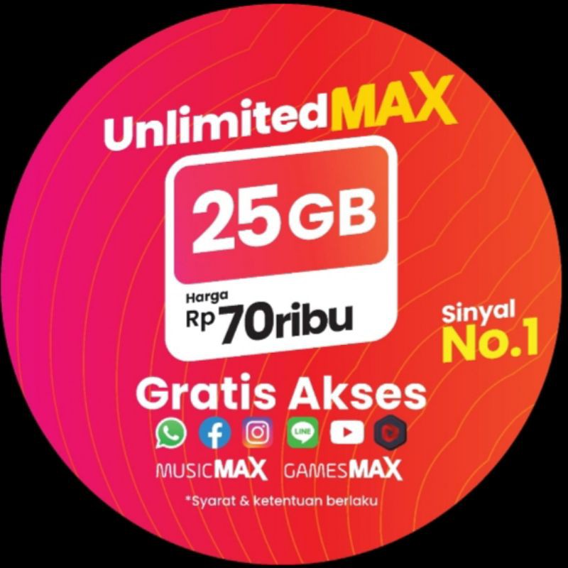 PERDANA KUOTA TELKOMSEL 25GB UNLIMITEDMAX