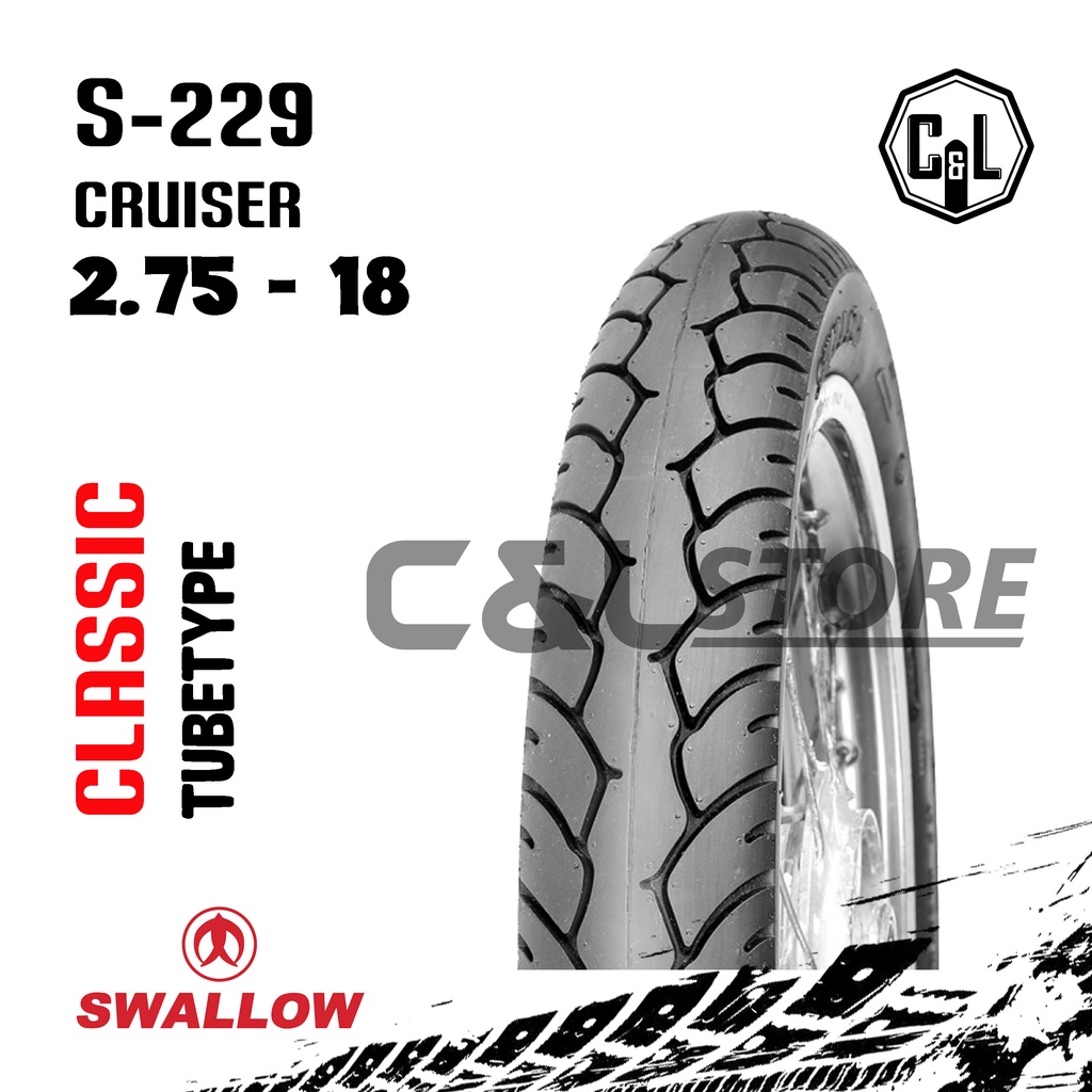 BAN LUAR MOTOR SWALLOW 275-18 RING 18 S-229 CRUISER TUBETYPE