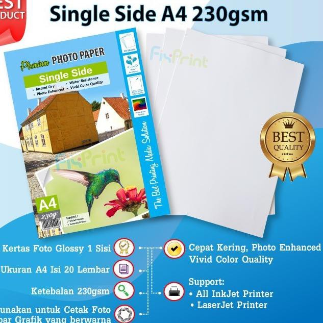 

☉ Photo Paper A4 Double Side Kertas Foto Glossy 260 gsm 20 Lembar - A4 230gsm ➶