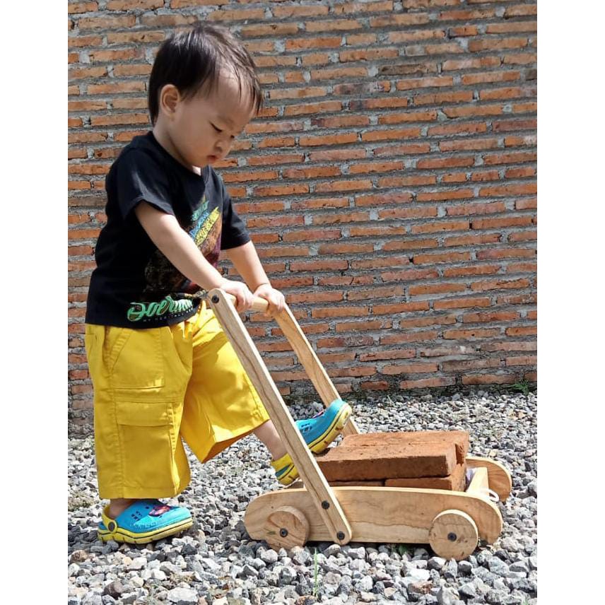 WOODEN PUSH WALKER / KERETA DORONG BAYI KAYU / BELAJAR JALAN BAYI + MAINAN BALOK KAY 731000/  731100