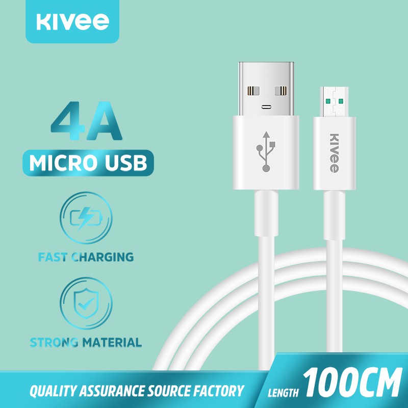 Kivee kabel data original + 4A fast charging  MICRO Android Samsung Oppo abu-abu 1m