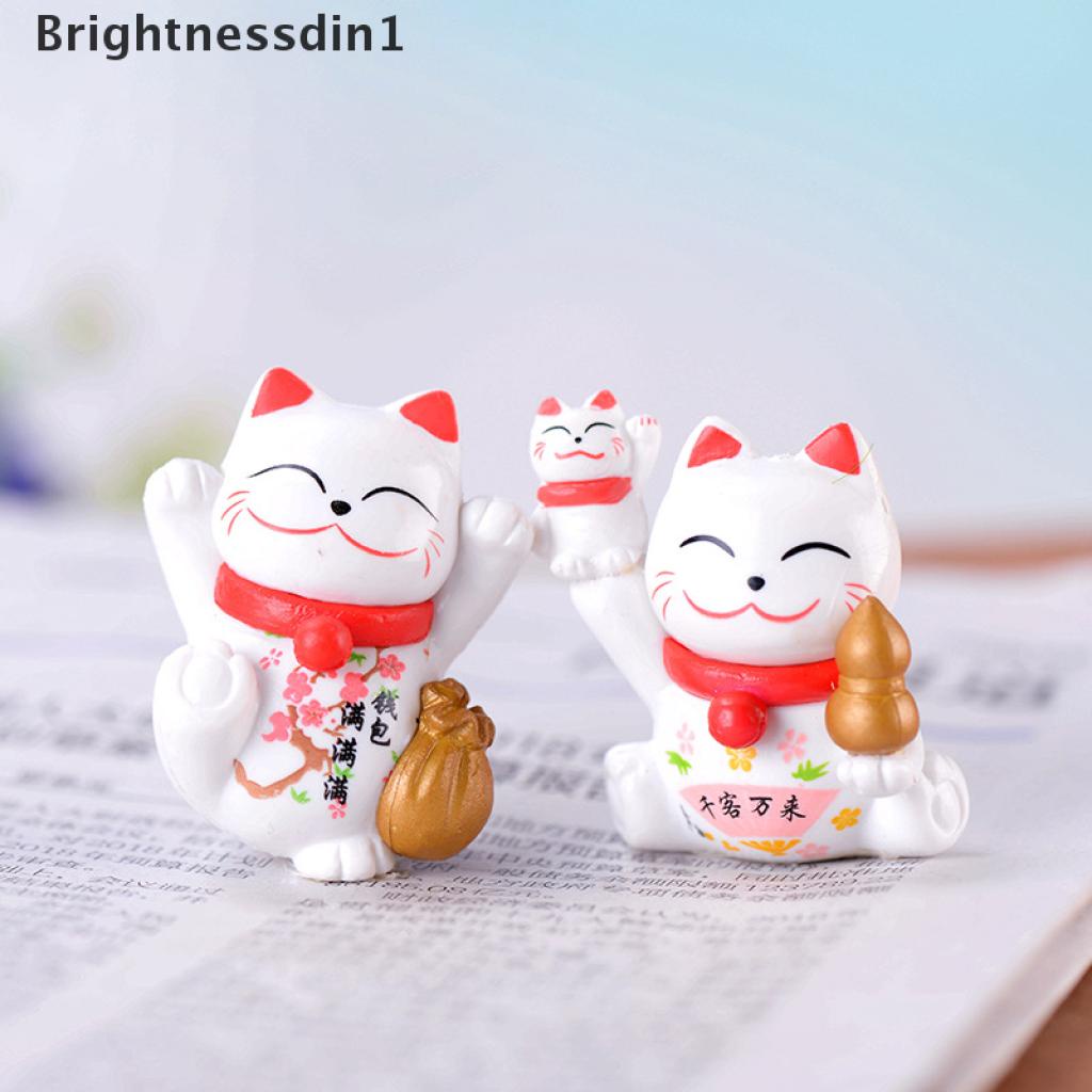 (Brightnessdin1) Miniatur Kucing Keberuntungan Untuk Dekorasi Rumah