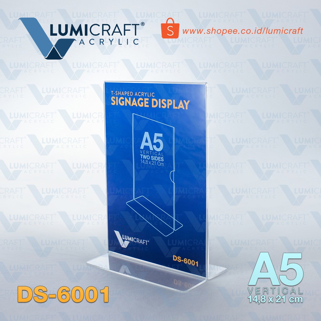 

Tent Card Acrylic model T / Display Akrilik ukuran A5 Vertikal | Lumicraft DS-6001
