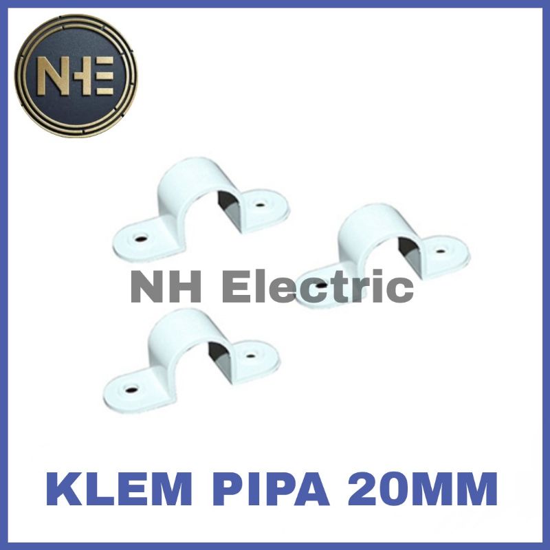 Klem Pipa 20mm Putih - Klem Pipa Listrik 5/8mm Putih - Klem Pipa Conduit 20mm Dexta