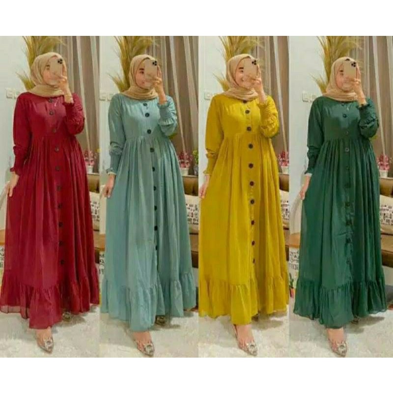 gamis ceruty kancing babydoll gamis ceruty polos gamis ceruty kancing jumbo gamis ceruty kancing dep