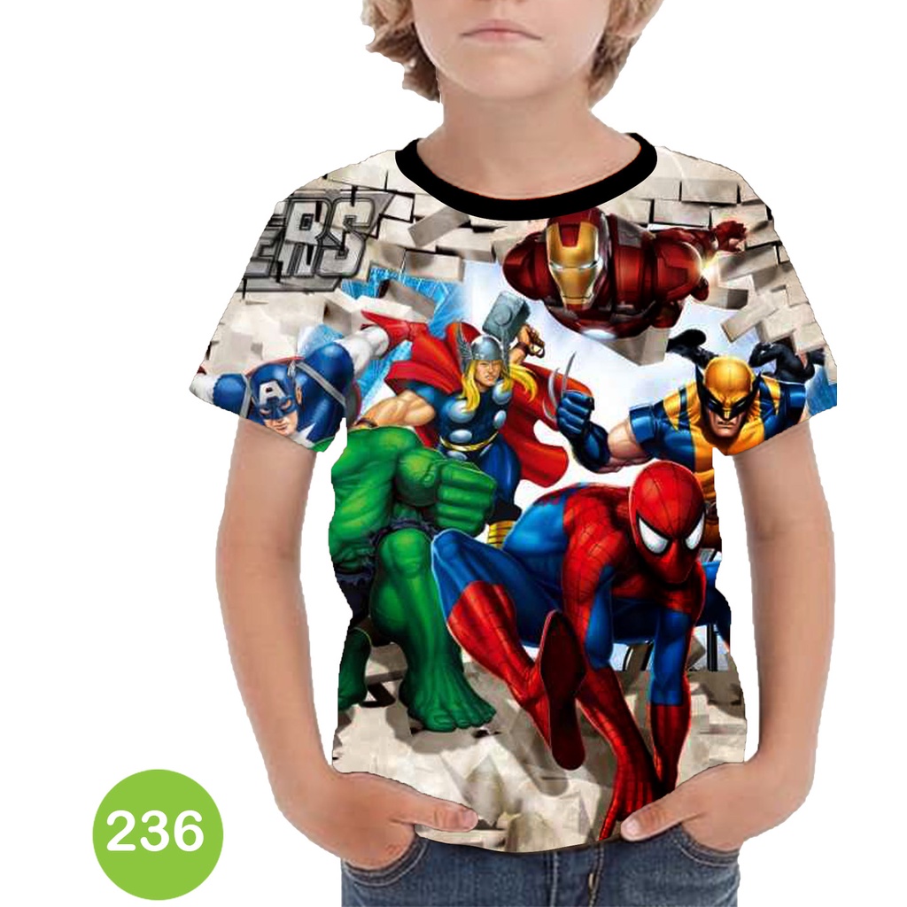 Baju Spiderman Baju Anak 3D Kartun Animasi #COWO-236