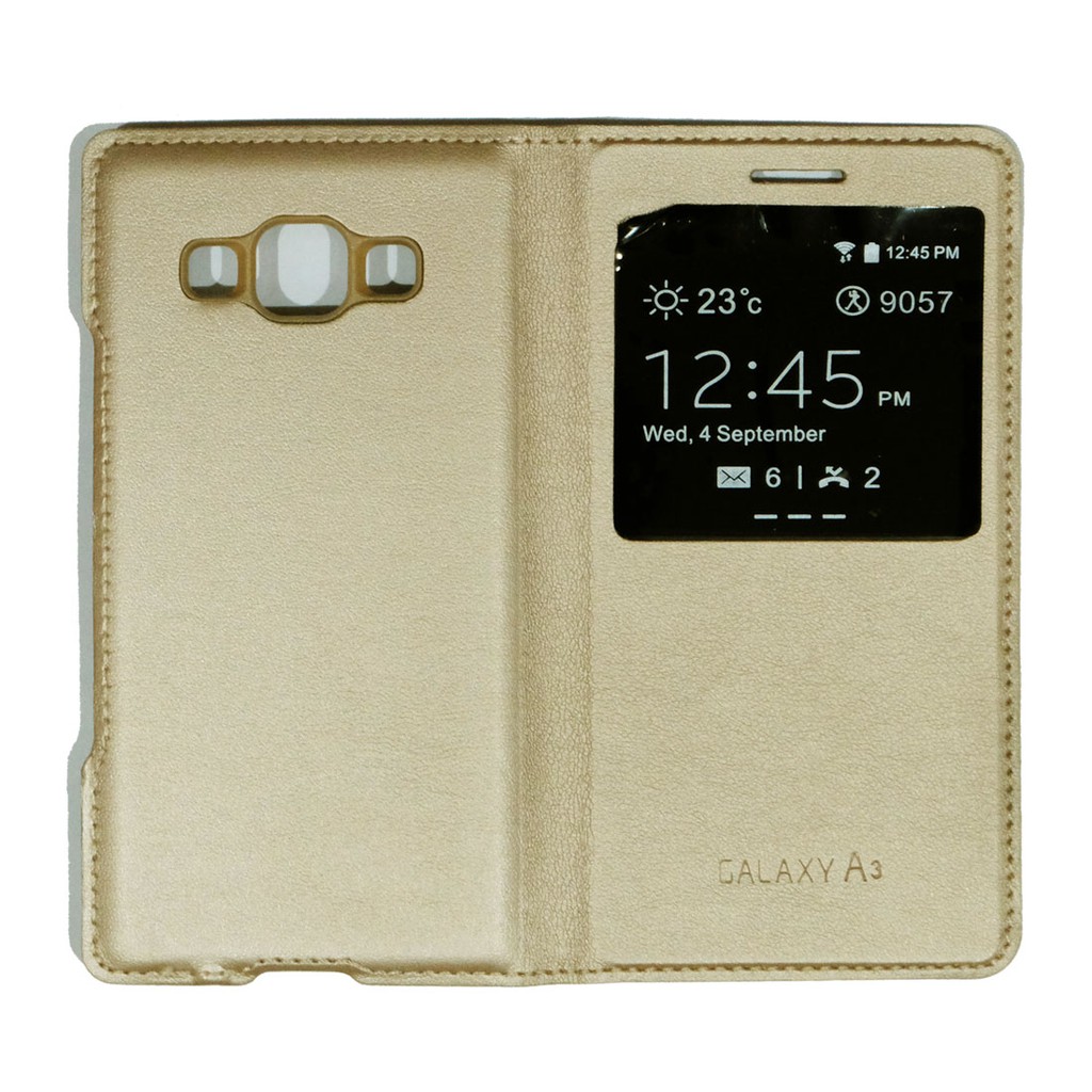 Sarung Leather Case Samsung A3 / Galaxy A3 / Flipcover View / Flipcover Kulit - Colour