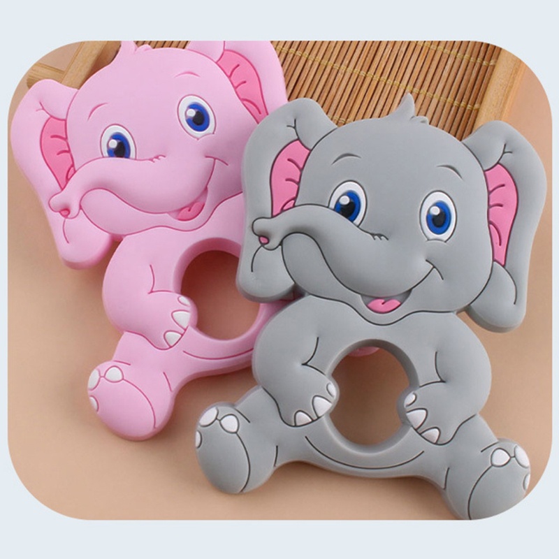 Mary Mainan Teether Bentuk Gajah Kartun Bahan Silikon Untuk Bayi