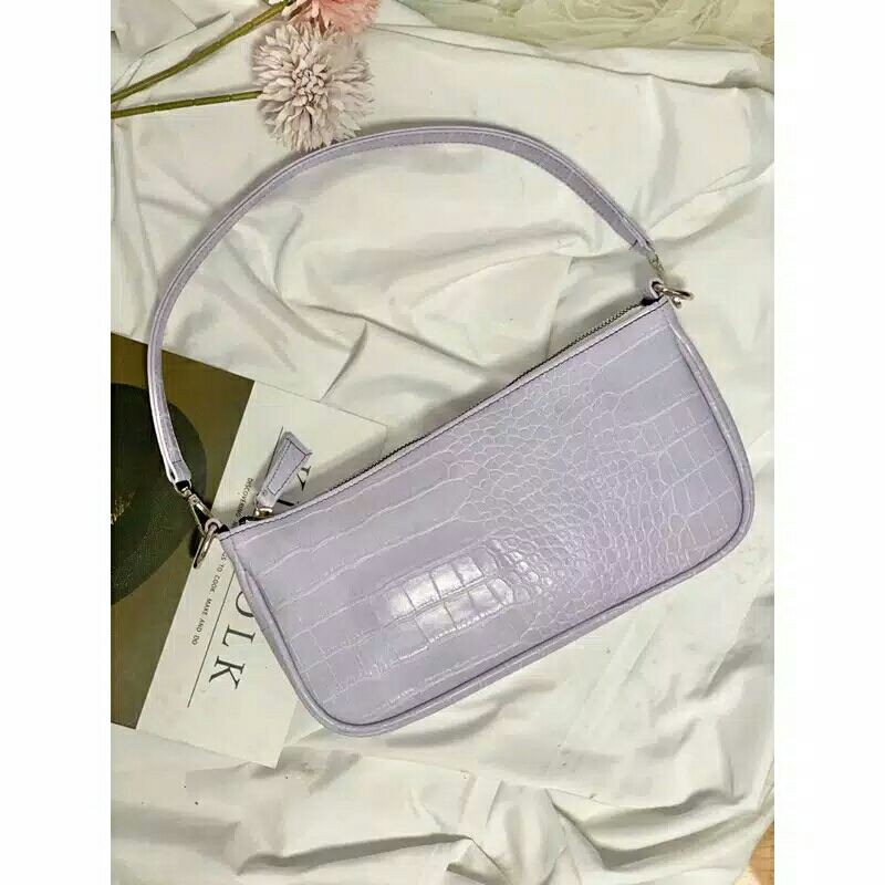 FOLK VINTAGE KOREAN CROCO BAG LILAC / TAS KOREAN VINTAGE / TAS SELEMPANG WANITA KOREA