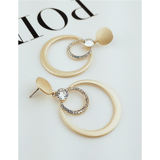 LRC Anting Tusuk Fashion Double Circle Earrings F40656