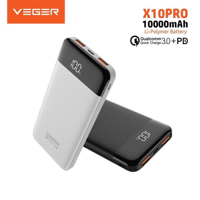 Powerbank Quick Charge 3.0 + PD VEGER X10 PRO Ultimate LED 10000 mAh