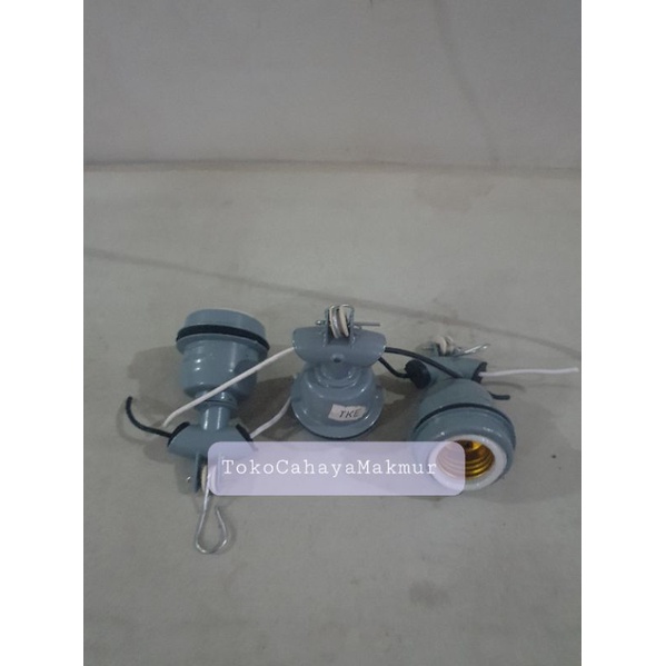 Fitting Gantung E27 Keramik WD Besi / Fiting Lampu E27 Kawat TKE