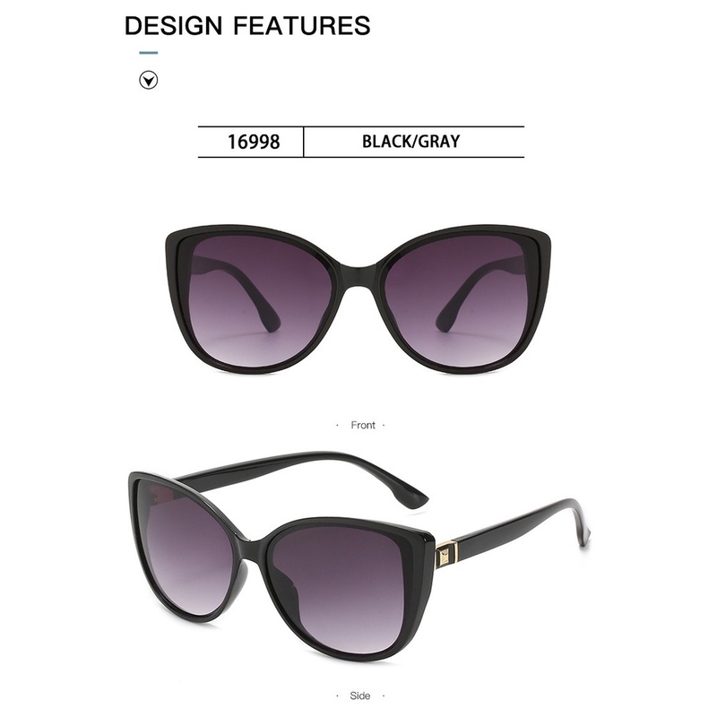 (YUZHU) COD INS Style Retro Oversized Frame Cat Eye Sunglasses Tren Eropa dan Amerika Kacamata Hitam Engsel Logam Wanita