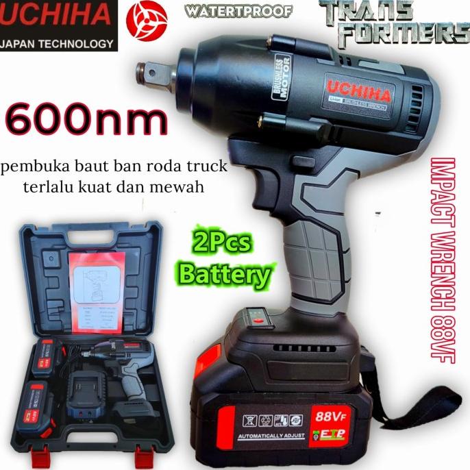 Impact Wrench Bor Buka Baut Baterai Cordless Uchiha 48V 2Baterai Murah