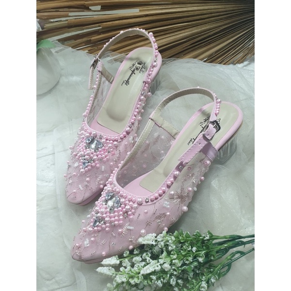 sepatu kiyarisa babypink 5cm kaca