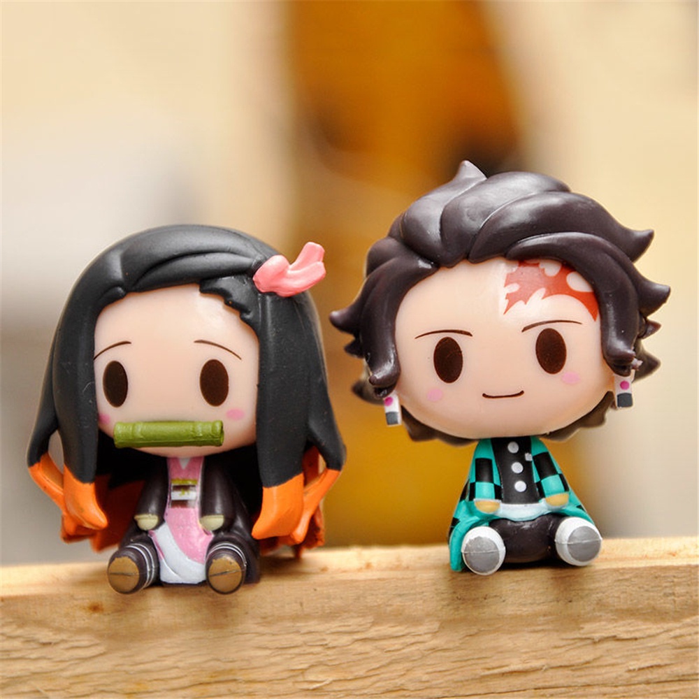 Needway  Cute Model Toy Q Version Anime Model Figure Model Kamado Tanjirou Demon Slayer 4 Style/Set Japan Anime Kamado Nezuko Hashibira Inosuke Sleeping Action