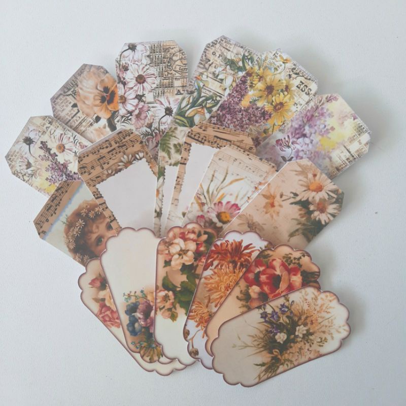 

Vintage Tag Floral /Floral Ephemera tag /Junk journal decoration