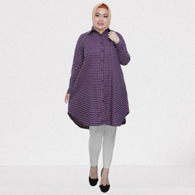 Tunik flanel/tunik/tunik kotak/hem tunik/tunik murah/kemeja tunik/hem kotak/kemeja kotak/tunik xl