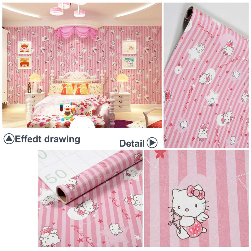 Wallpaper Sticker 5291-1 Motif Hellokity / Wallpaper Dinding Sticker New 2020 / 9mx45cm