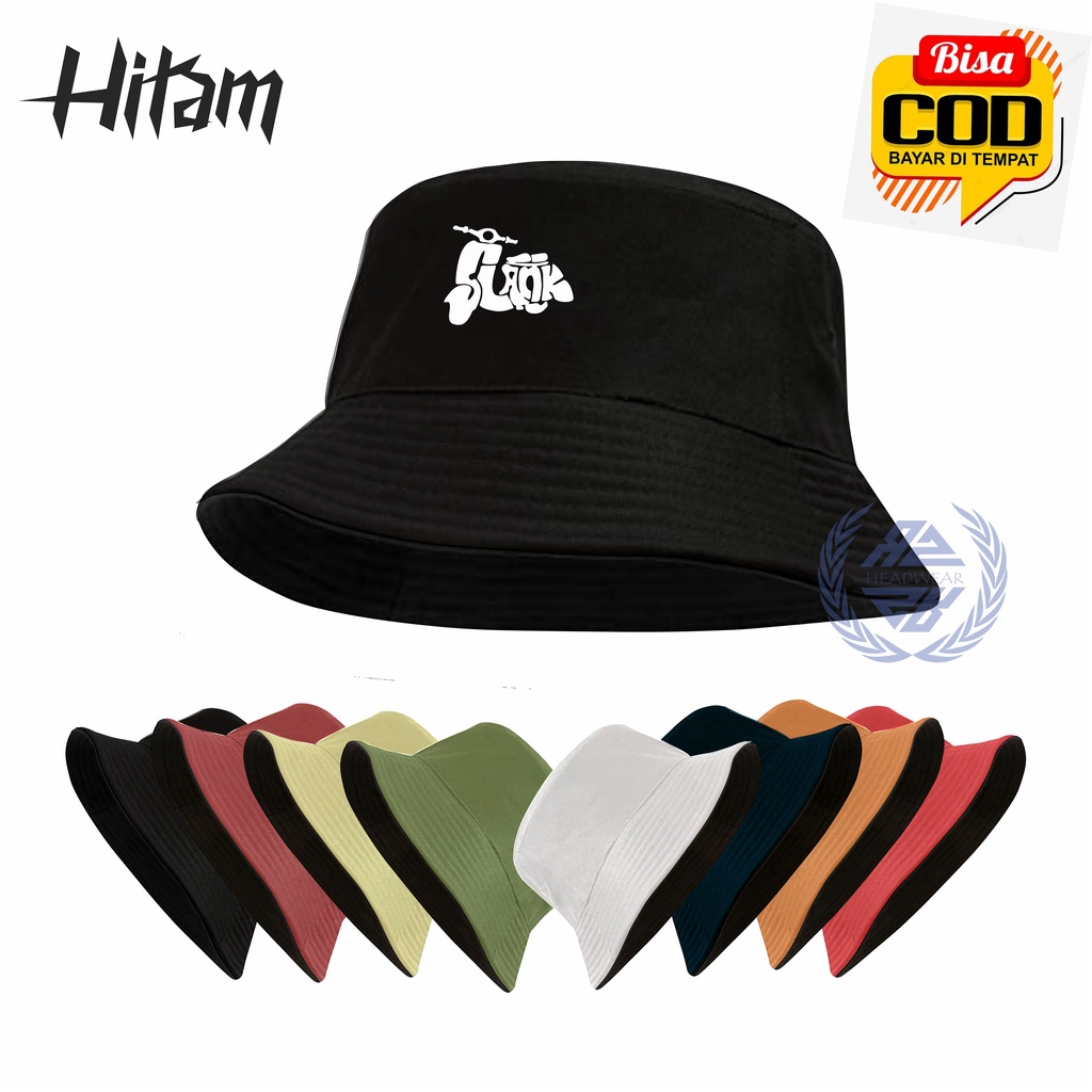 Topi Bucket Pria Distro Bolak Balik Logo Slank Bahan American Drill