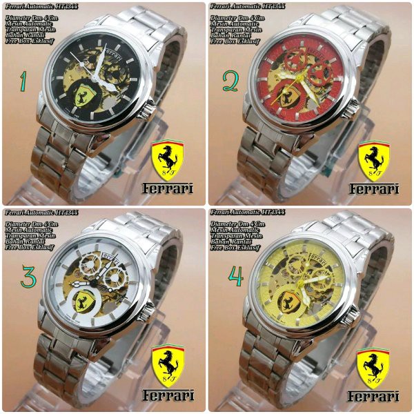 Jam tangan pria cowok Ferrari rantai automatic otomatis