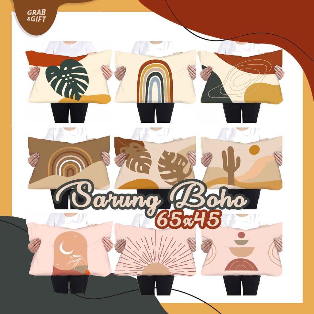 SARUNG Bantal Motif Boho Aesthetic  65x45 cm Minimalis Estetik Scandinavian Mediteranian Cover Grabandgift